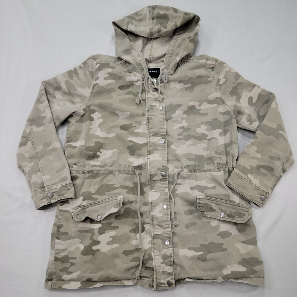 Lucky Brand Womens Large Camo Utility Jacket Hooded Drawstring Anorak Boho Style